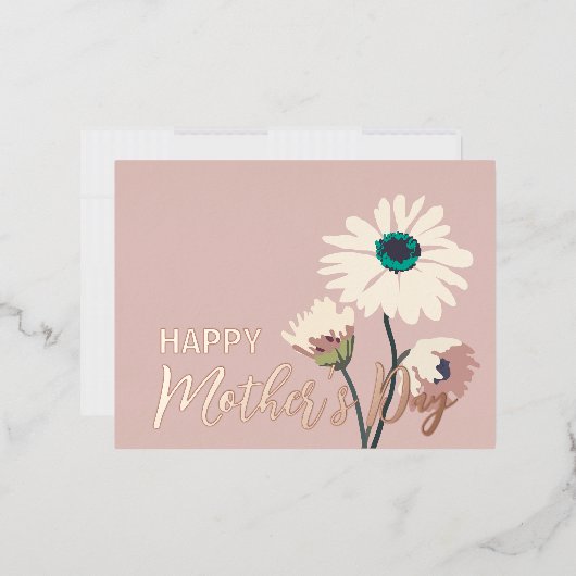 ホワイトデイジーモダンフローラハッピーマザーズ 箔シーズンポストカード (封筒)