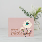 ホワイトデイジーモダンフローラハッピーマザーズ 箔シーズンポストカード (立ち正面)