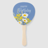 ホワイトデイジーモダンワイルドフラワーハッピーバースデー ハンドファン (正面)