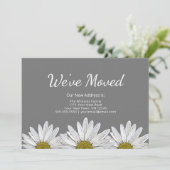 ホワイトデイジーモダン素朴フローラグレー移動 案内状 (スタンド正面)