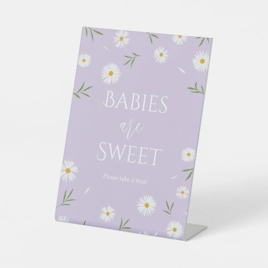 ホワイトデイジーラベンダーベビーは甘いトリート 台座サイン (正面)