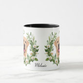 ホワイトデイジーリースイエローラブラドールレトリエバードッグ マグカップ (中央)