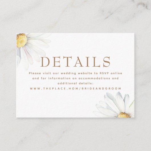 ホワイトデイジーワイルドフラワーエレガントスモール詳細 エンクロージャーカード (正面)