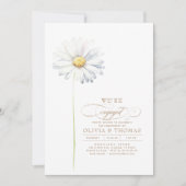 ホワイトデイジーワイルドフラワー婚約パーティ写真 招待状 (正面)