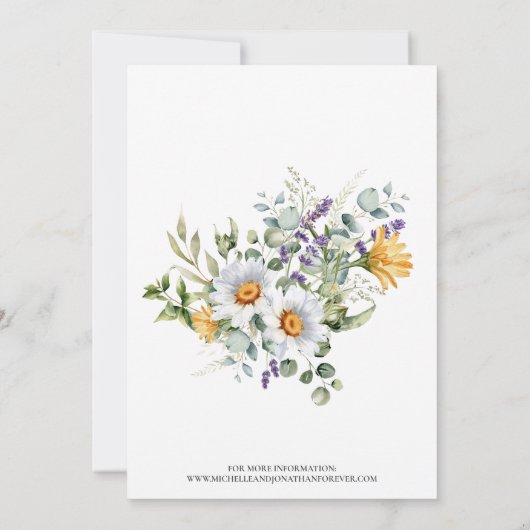 ホワイトデイジー伝統的結婚式招待状 招待状 (裏面)