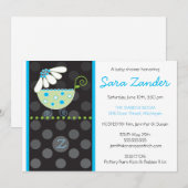 ホワイトデイジー台車ベビーシャワー招待状 招待状 (正面/裏面)