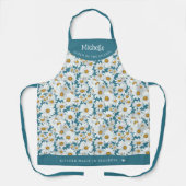 ホワイトデイジー植物学パーソナライズされた エプロン (正面)