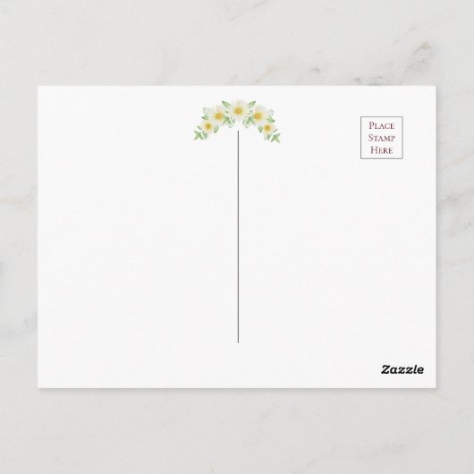 ホワイトデイジー水彩予算ありがとう ポストカード (裏面)