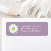 ホワイトデイジー淡い色の&パープル差出人住所ラベル ラベル (インサイチュ)