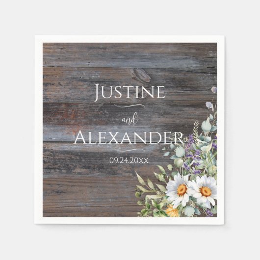 ホワイトデイジー結婚ズ スタンダードカクテルナプキン (正面)