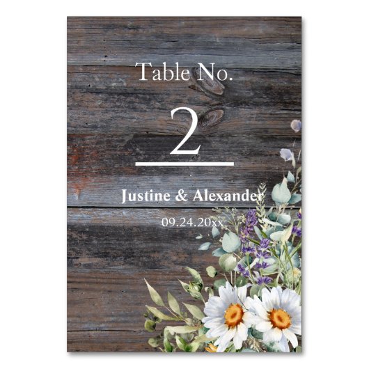 ホワイトデイジー結婚ズ テーブルナンバー (正面)