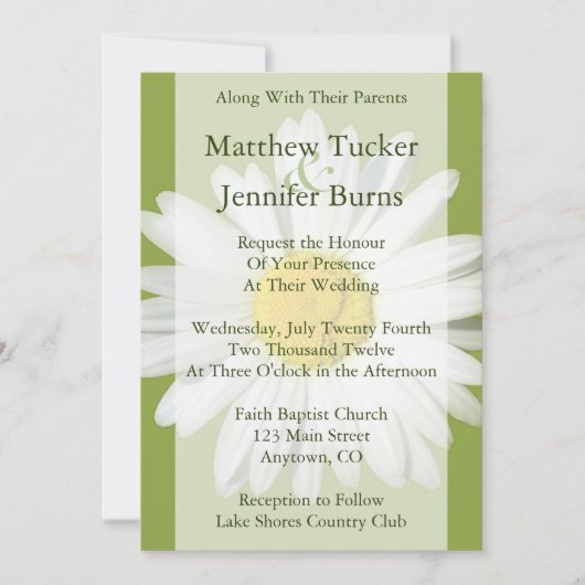 ホワイトデイジー結婚式招待状の発表 招待状 (正面)