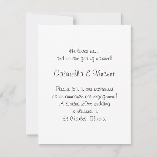 ホワイトデイジー花びら婚約発表 招待状 (裏面)