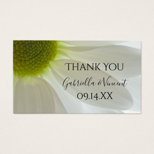 ホワイトデイジー花びら結婚ズサンキューメッセージカード (正面)