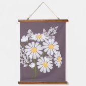 ホワイトデイジー花花花花花花花花花花濃紫セット3 吊り下げ型タペストリー (正面)