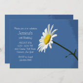 ホワイトデイジー誕生日パーティーへの招待 招待状 (正面/裏面)