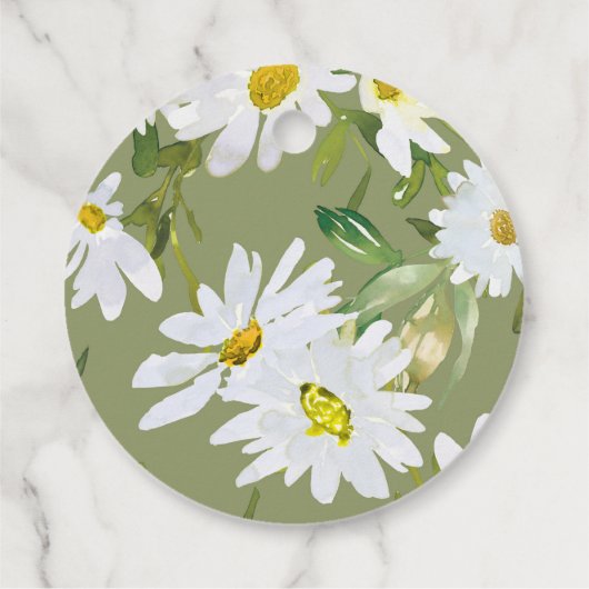 ホワイトデイジー赤ちゃんシャワーありがとう好意ギフトラベル フェイバータグ (裏面)