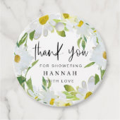 ホワイトデイジー赤ちゃんシャワーありがとう好意ギフトラベル フェイバータグ (正面)