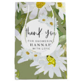 ホワイトデイジー赤ちゃんシャワーありがとう好意 ミディアムペーパーバッグ (正面)