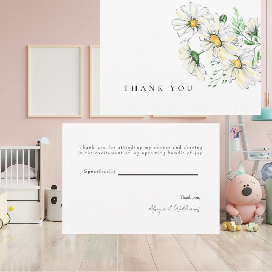 ホワイトデイジー赤ちゃんシャワーありがとう サンキューカード