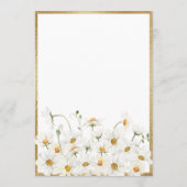 ホワイトデイジー金ゴールドフローラ水彩ブライダルシャワー 招待状 (裏面)