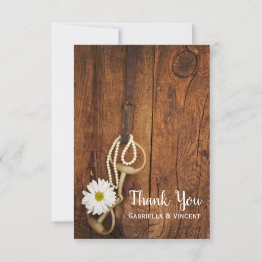ホワイトデイジー馬ビットウェスタン結婚ズサンキュー サンキューカード (正面)