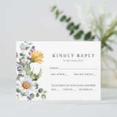 ホワイトデイジー ウェディング RSVP カード (スタンド正面)