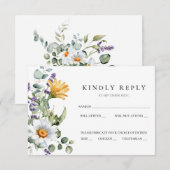 ホワイトデイジー ウェディング RSVP カード (正面/裏面)