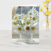 ホワイトデイジー、カモミールが素敵な日を過ごす カード (黄色い花)