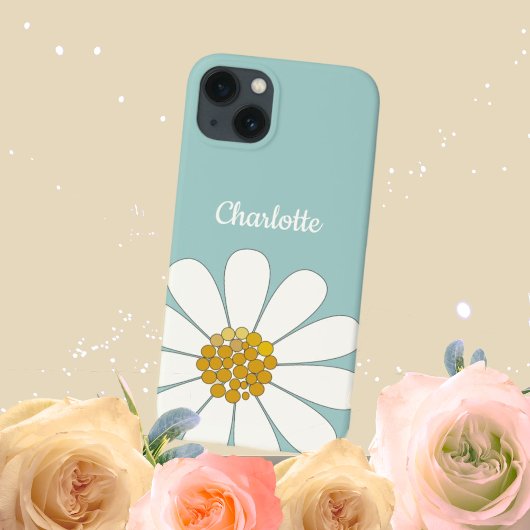 ホワイトデイジー フラワー 名前入り バースデー Case-Mate iPhoneケース