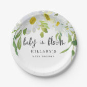 ホワイトデイジー |ベビーシャワー夏のフローラ ペーパープレート (正面)