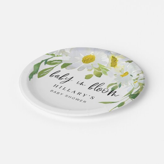 ホワイトデイジー |ベビーシャワー夏のフローラ ペーパープレート (アングル)