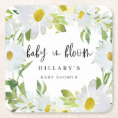 ホワイトデイジー |ベビーシャワー夏フローラ開花 スクエアペーパーコースター (正面)