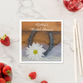 ホワイトデイジー&ホースシューウェスタンブライダルシャワー スタンダードカクテルナプキン (インサイチュ)