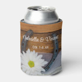 ホワイトデイジー&ホースシューウェスタン結婚式の引き出物 缶クーラー (缶正面)