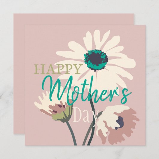 ホワイトデイジー モダン フラワーブーム 母の日 シーズンカード (正面/裏面)