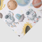 ホワイトデコページ上の宇宙飛行士、ロケット、惑星 薄葉紙 (詳細)