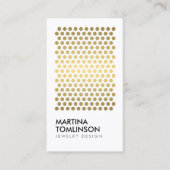 ホワイトデザイナーの名刺の金ゴールド円 名刺 (正面)