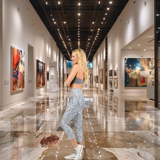 ホワイトデニエレガントムの外観：パーソナライズされたロゴと文字 カプリレギンス