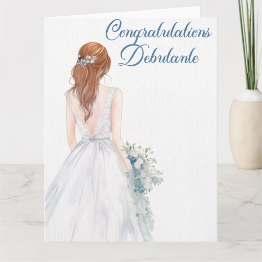 ホワイトデビューのボールガウンおめでとう カード (正面)