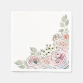 ホワイトデリケート水彩花パレピン誕生日 スタンダードカクテルナプキン (正面)