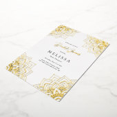 ホワイトデリケート金ゴールドマンダラブライダルシャワー 箔招待状 (回転した状態)