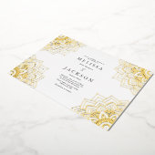 ホワイトデリケート金ゴールド結婚マンダラ 箔招待状 (回転した状態)