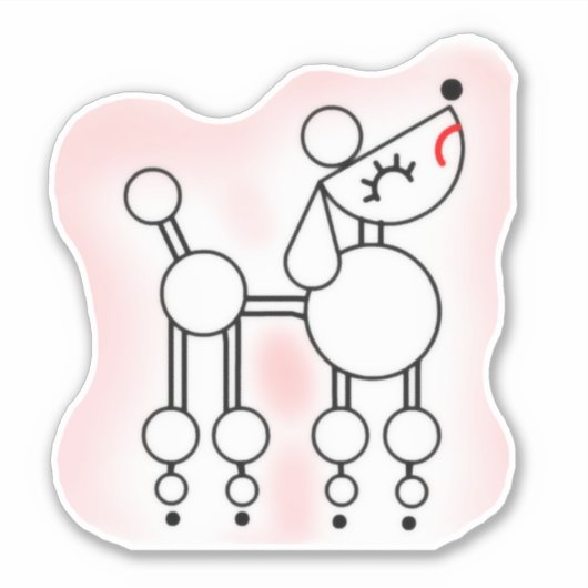 ホワイトトイカスタムプードルのビニール切り シール (正面)