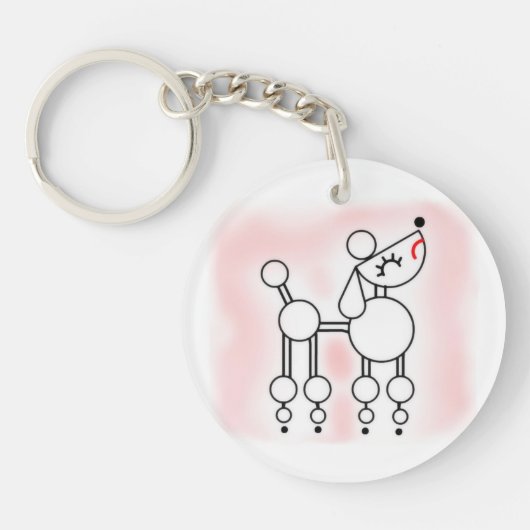 ホワイトトイプードルアクリルキーチェーン キーホルダー (正面)