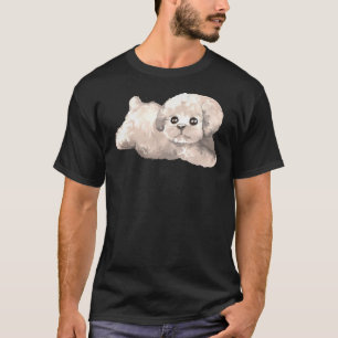 ホワイトトイプードルプレミアムスクープ Tシャツ