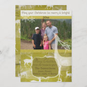 ホワイトトナカイのグリーンフォトホリデーカード シーズンカード (正面/裏面)