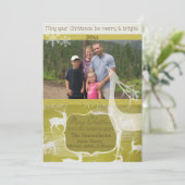 ホワイトトナカイのグリーンフォトホリデーカード シーズンカード (スタンド正面)