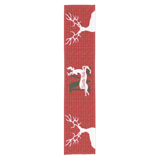 ホワイトトナカイのデッキザ・ホールズモノグラム ショートテーブルランナー (正面)