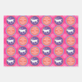 ホワイトトナカイカラフルの色々なクリスマスセット ラッピングペーパーシート (正面)